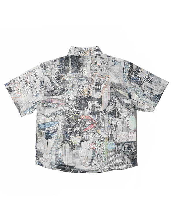 BORN FROM COLLAGE MESH ANORAK -WHITE-