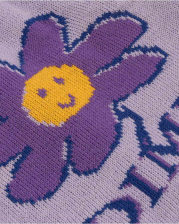 CUTE FLOWER SKULL CAP BEANIE -Lavender-