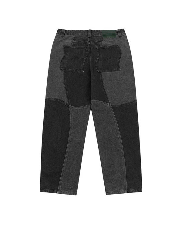 BLOCKED RELAXED DENIM PANT -Black washed- | FLOWP ONLINE STORE