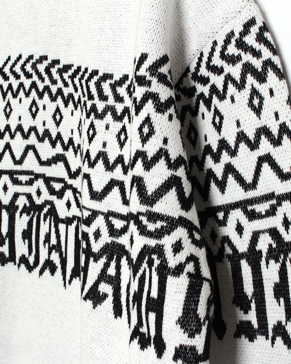 Fair Isle crew knit -WHITE-