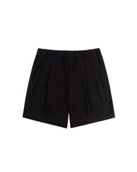 Pleated Twill Shorts -BLACK-
