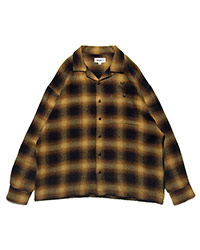 OMBRE CHECK FLANNEL SHIRT -BROWN-