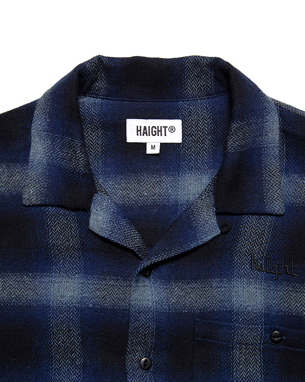 OMBRE CHECK FLANNEL SHIRT -NAVY-