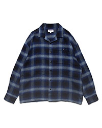 OMBRE CHECK FLANNEL SHIRT -NAVY-